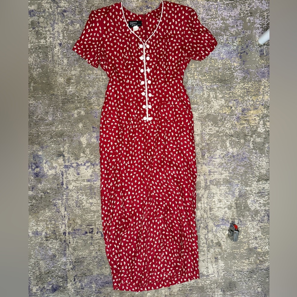 Vintage 80’s Dawn Joy Red Floral Dress